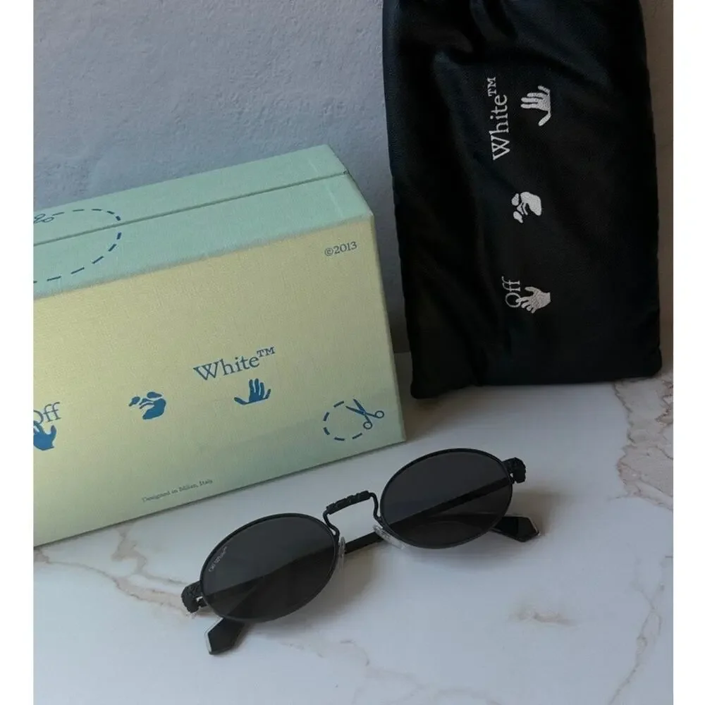 NEW Off White The Cape Black Metal Oval Unisex Sunglasses